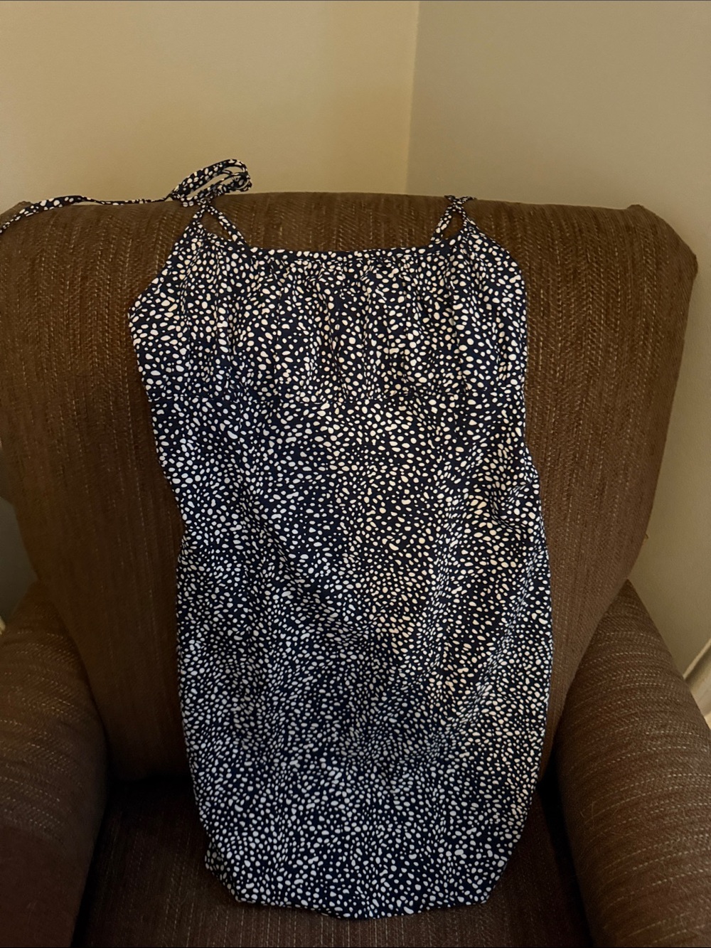 SHEIN Navy and White Polka Spot Dress